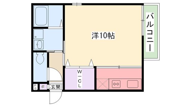 エミネンス武庫川(1K/1階)の間取り写真