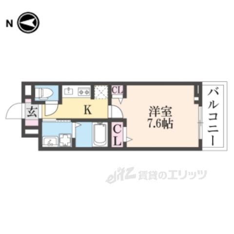 ウエストメゾン北袋1(1K/2階)の間取り写真