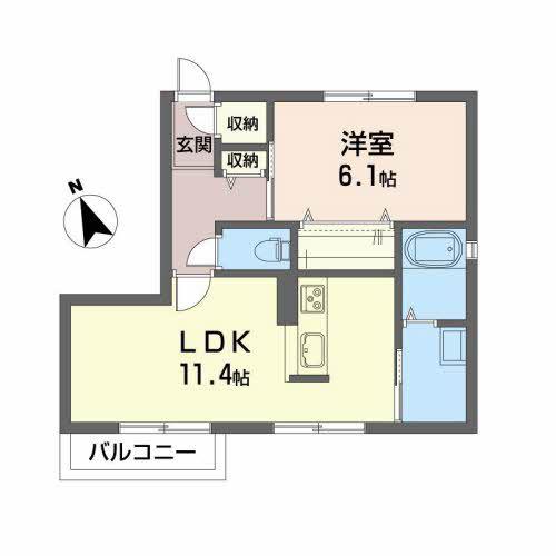 メゾンエスポワール(1LDK/1階)の間取り写真