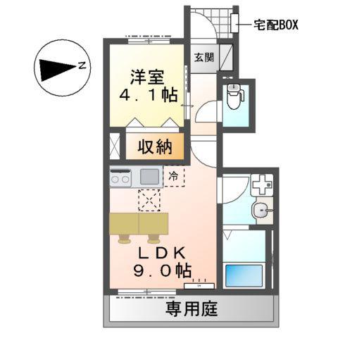 海老名市大谷北アパートV期(1LDK/1階)の間取り写真