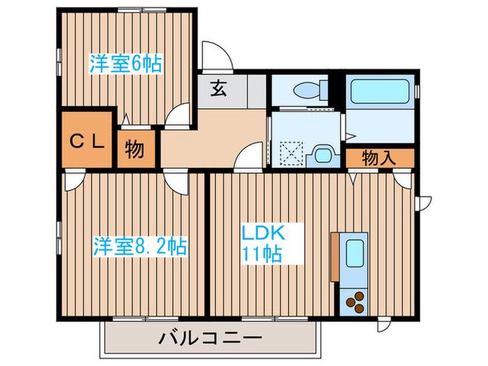 スターブル・K(2LDK/1階)の間取り写真