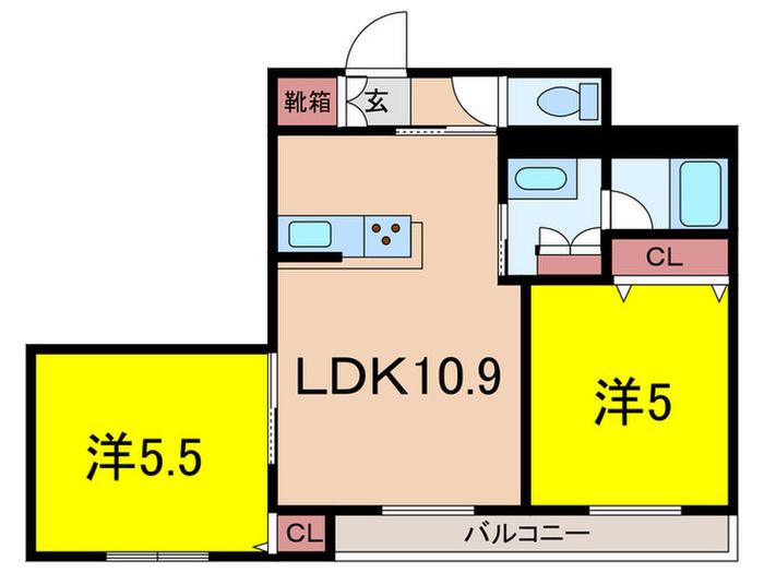 シャーメゾン南郷町(2LDK/2階)の間取り写真