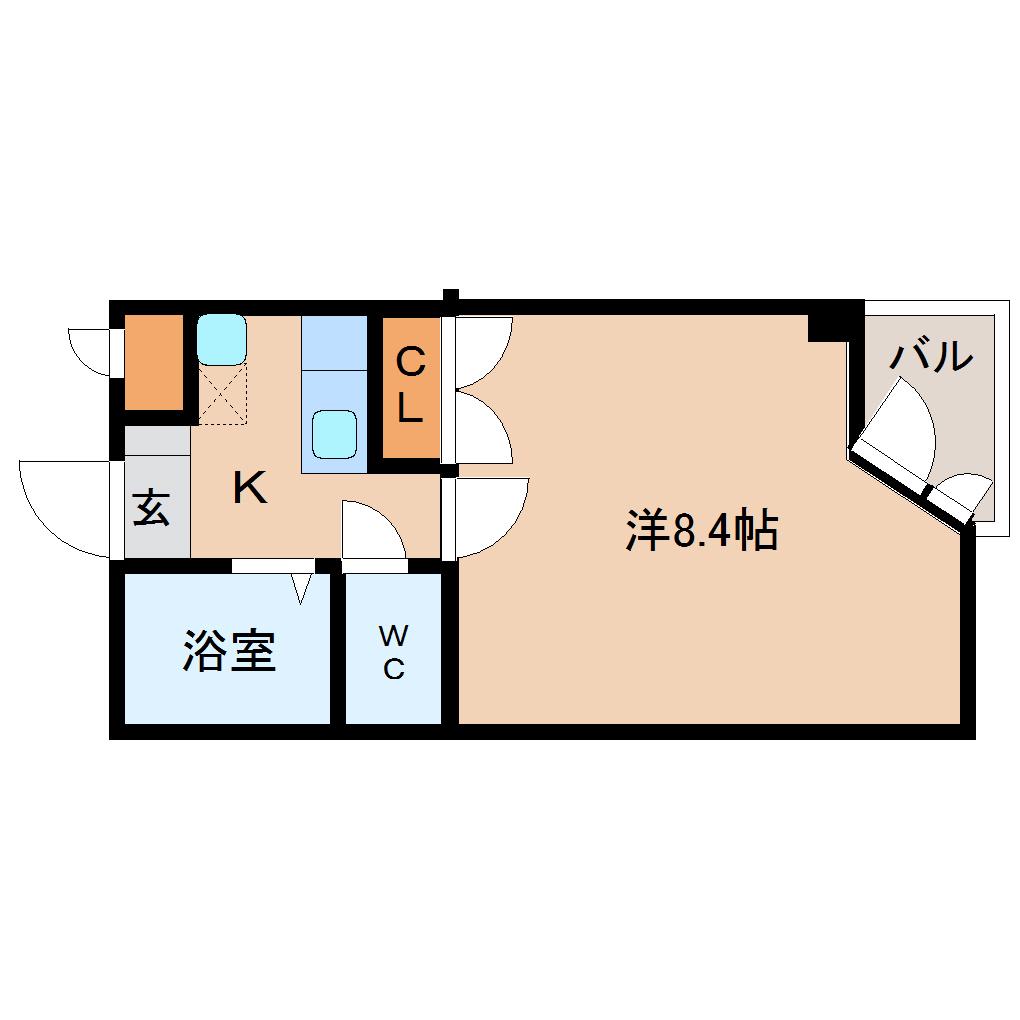 ベルシティ台原パーク(1K/1階)の間取り写真