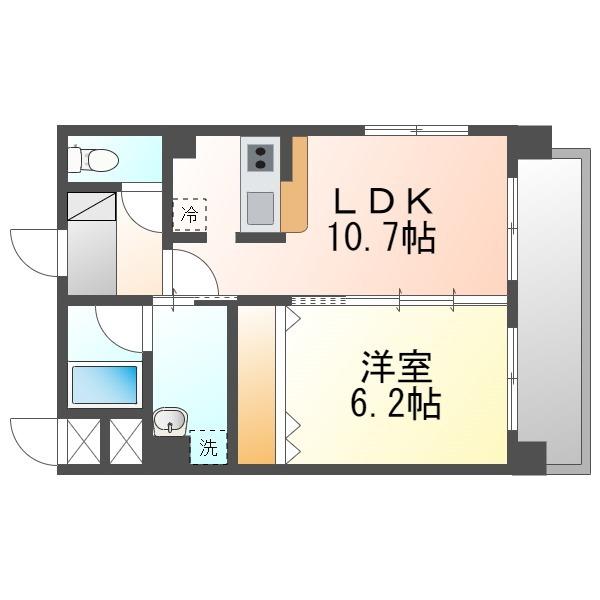 フジスター宜野湾(1LDK/3階)の間取り写真