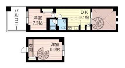 レジデンスシャルマン月島(2DK/4階)の間取り写真