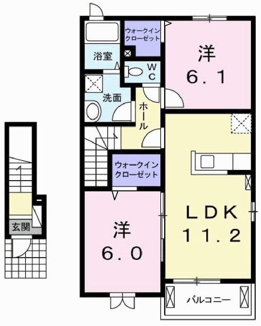 アルストロメリアII(2LDK/2階)の間取り写真
