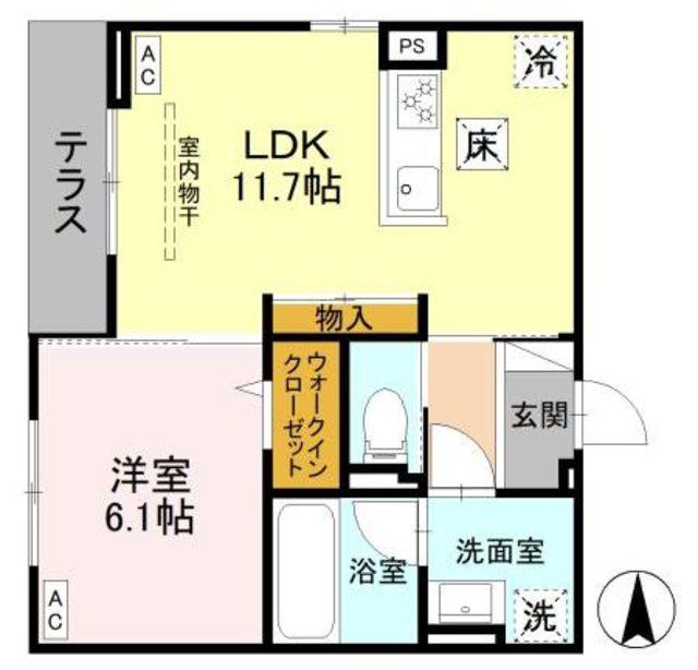 SAMPO(1LDK/1階)の間取り写真
