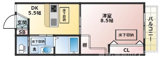 プルメリア新大阪(1DK/6階)の間取り写真