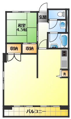 ニュー玉川マンション(1LDK/5階)の間取り写真