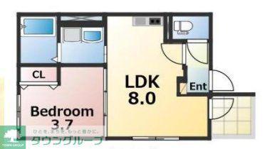 PROST(1LDK/2階)の間取り写真