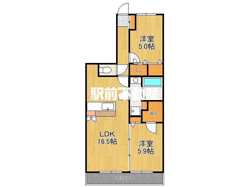 プレア二日市南(2LDK/1階)の間取り写真