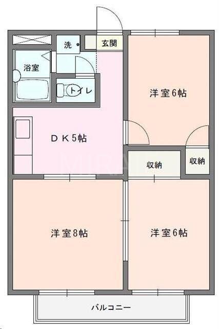 アルカディア湘南(3DK/1階)の間取り写真