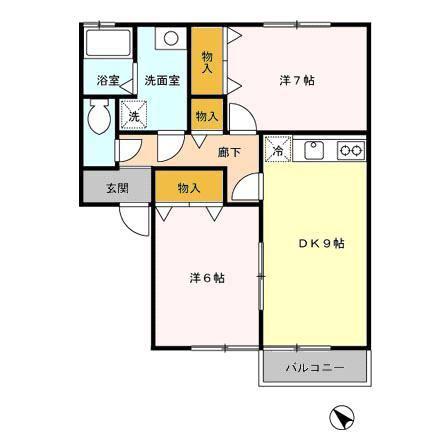 TARO2(2DK/2階)の間取り写真