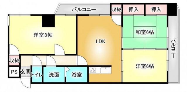 アーバンコート北新町(3LDK/5階)の間取り写真