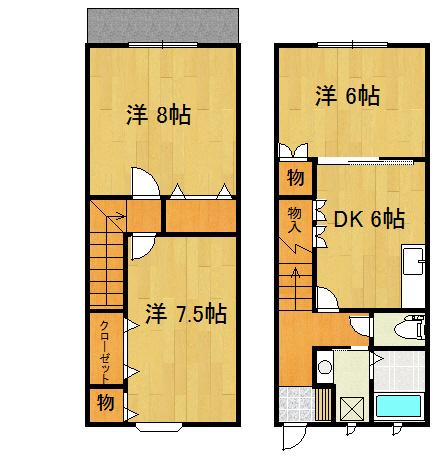 ロイヤルコート藤F棟(3DK/1階)の間取り写真