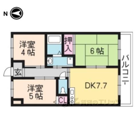 ブライトンステージB棟(3DK/3階)の間取り写真