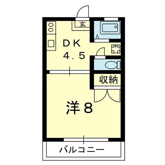 ブランズ・ジオ健軍(1DK/1階)の間取り写真