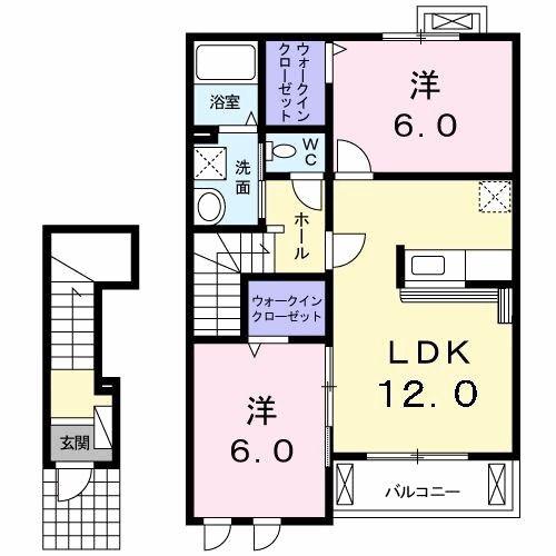 ラピュタB(2LDK/2階)の間取り写真