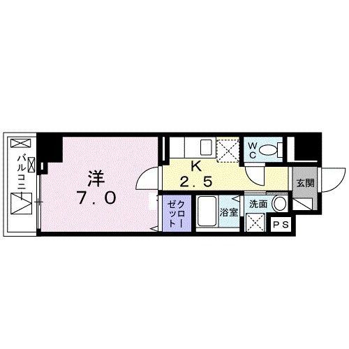 エーデルワイス(1K/6階)の間取り写真
