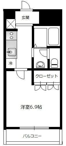 ウェルネスI(1K/2階)の間取り写真