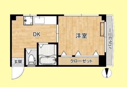 渡邉コーポ(1DK/2階)の間取り写真
