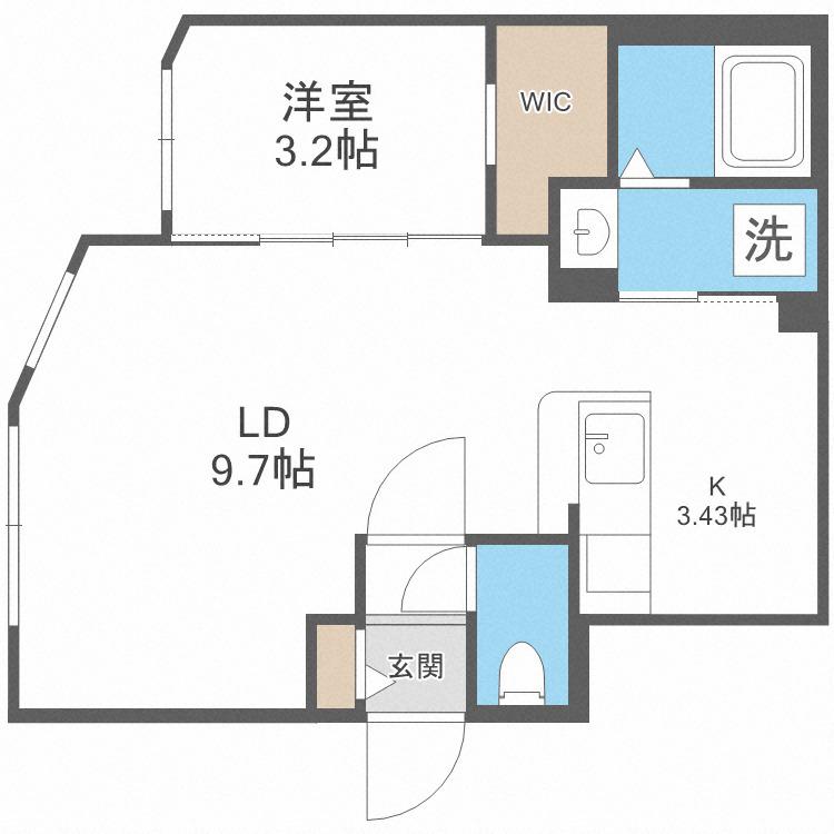 LA CASA DEL SOLE(1LDK/4階)の間取り写真