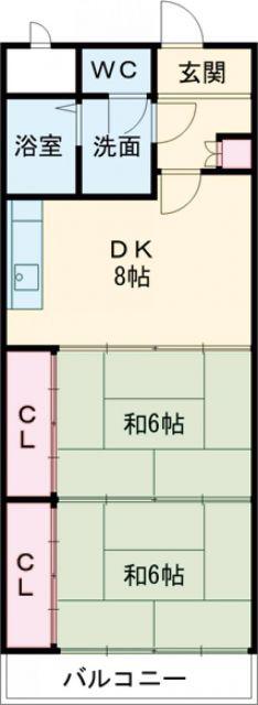 エリートハイツ伊賀(2DK/4階)の間取り写真