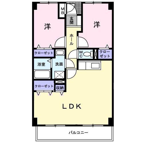 ヴィラソレイユ(2LDK/2階)の間取り写真