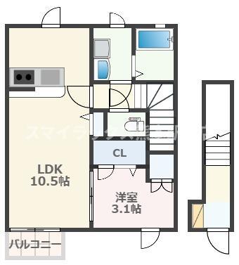 グレイス・コート熊本駅(1LDK/2階)の間取り写真