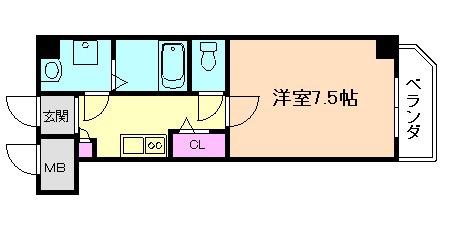 千葉・木川東(1K/5階)の間取り写真