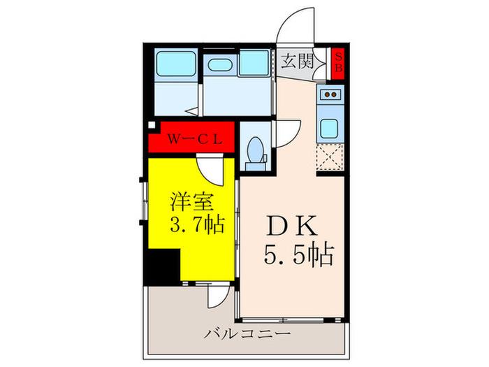 ファーストフィオーレ江坂垂水町II(1DK/2階)の間取り写真
