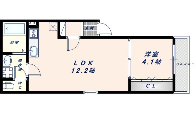 ラ・トゥール高井田(1LDK/3階)の間取り写真