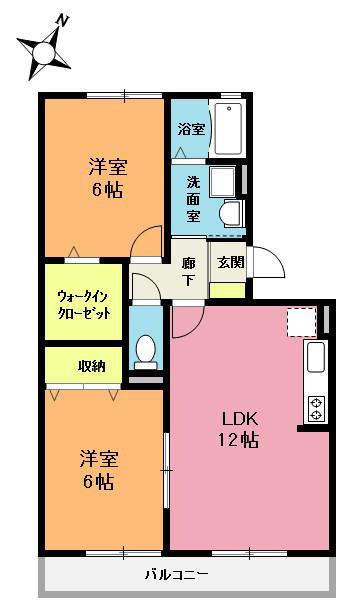 ローズガーデン壱番館(2LDK/1階)の間取り写真