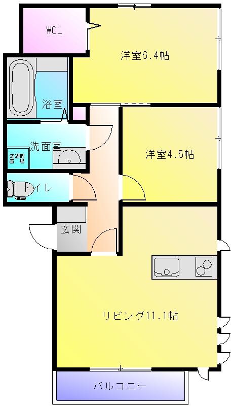 ビーサイド(2LDK/2階)の間取り写真