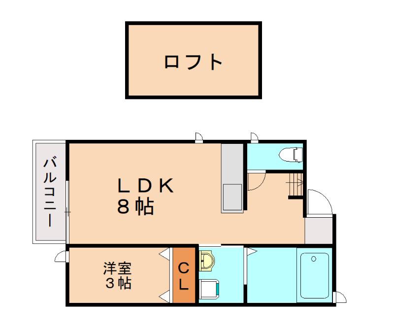 コンフォートテラス中間(1LDK/1階)の間取り写真