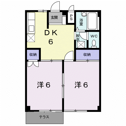 コーポあづまV(2DK/1階)の間取り写真