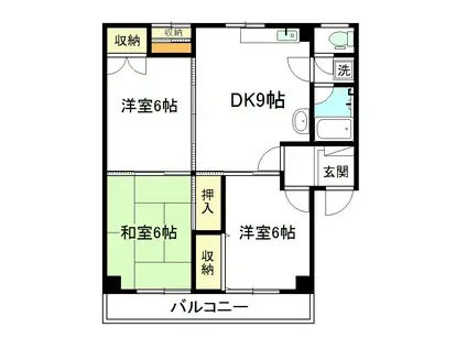 サンクレスト駅西(3DK/2階)の間取り写真