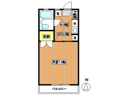 スプリングハイツ(1K/1階)の間取り写真