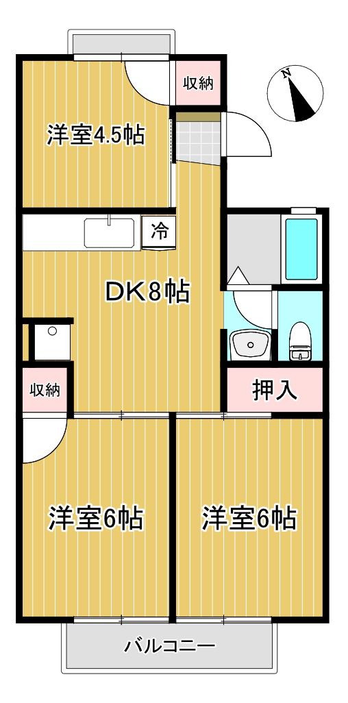 セジュール岡部(3DK/2階)の間取り写真