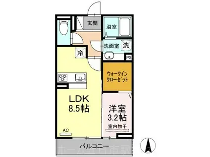 ユーハイム21(1LDK/1階)の間取り写真