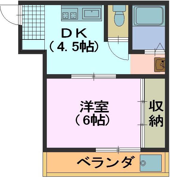 コーポ東(1DK/2階)の間取り写真
