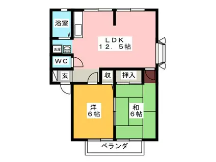 レジデンス田園 A棟(2LDK/1階)の間取り写真