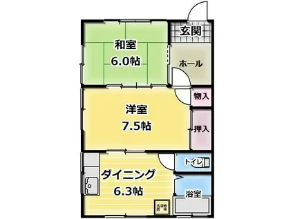 コーポ石川(2DK/1階)の間取り写真