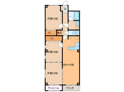 さくらいマンション立野(3LDK/2階)の間取り写真
