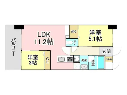 コンダクトレジデンスFUJIMI(2LDK/2階)の間取り写真