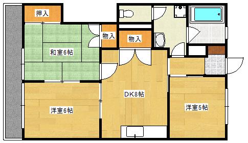 高須ニイムラハイツ(3DK/4階)の間取り写真
