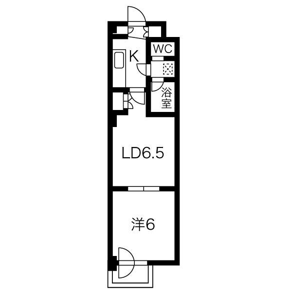 メープル桑園駅(1LDK/4階)の間取り写真