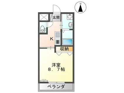 一畑電車大社線 高浜駅(島根) 徒歩28分 2階建 築9年(1K/1階)の間取り写真