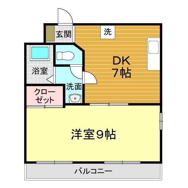 ワンモア2ビル(1DK/4階)の間取り写真