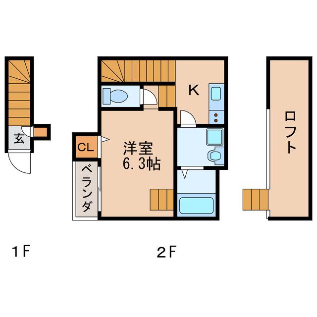 RESIDENCER名古屋(1K/2階)の間取り写真